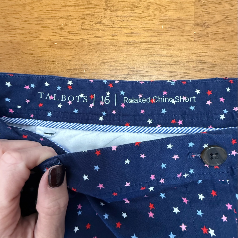 Talbots Navy Star Print Chino Shorts - Picture 3 of 10